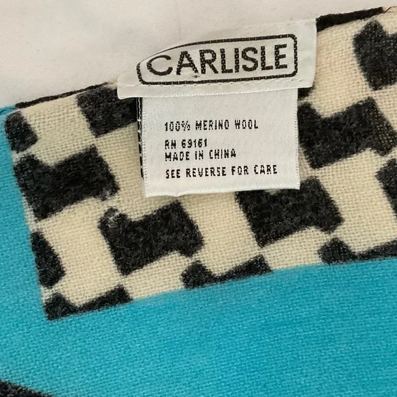 Vintage Carlisle Colorful Patterned Oblong Wool Scarf - Picture 2 of 5